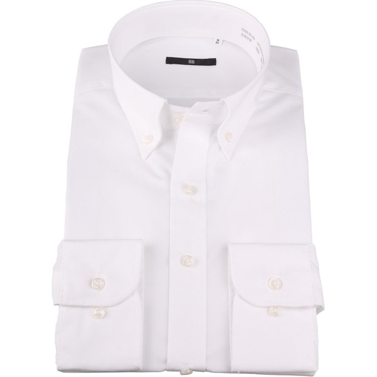 SUIT SELECT　アウトレット 【WEB限定/OUTLET/汚れ・キズ等有】【BL-3】【形態安定】ボタンダウンドレスワイシャツ/ホワイト×ソリッド 白