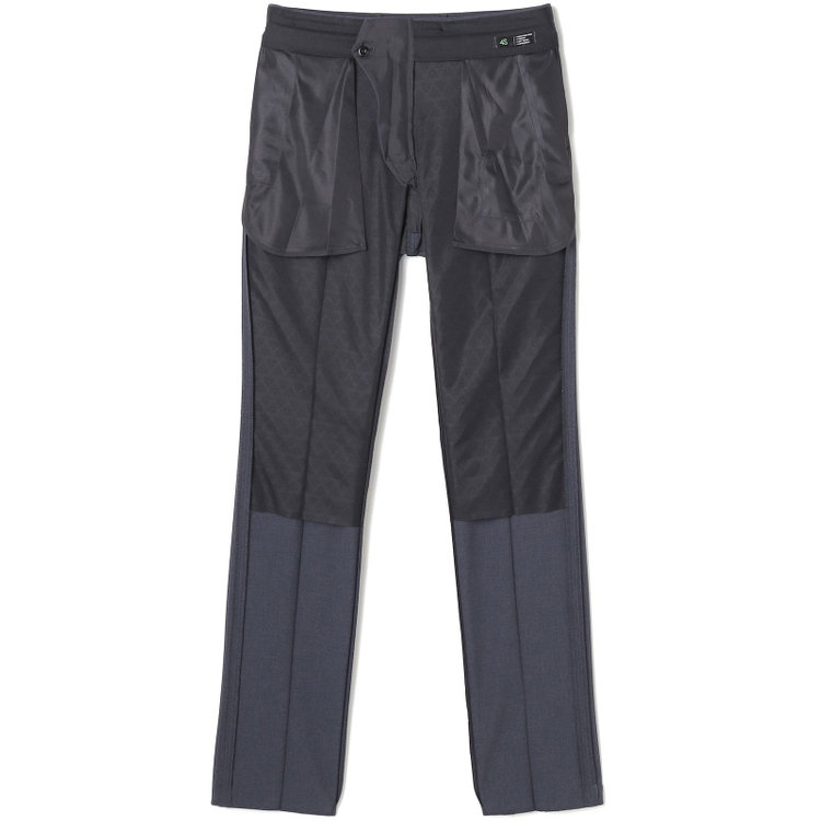 ブラックライン 【SLIM TAPERED】【春夏】0タックテーパードパンツ/ネイビー×バーズアイ/「氷撃」冷感PRINT/4S SUSTAINABILITY&ECOLOGY FABRIC「ウォッシャブル」「ストレッチ」/※裾上げ済み仕様 紺中間