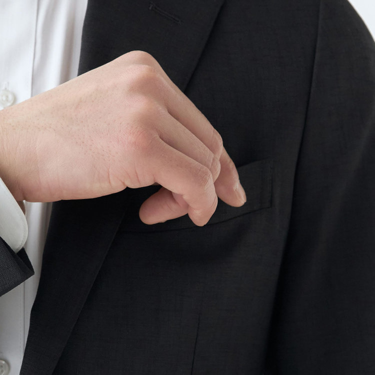 シルバーライン 【発送在庫あり】【RBC】【春夏】ポリエステル2釦ジャケット/ブラック/パッチポケット/4S SUSTAINABILITY&ECOLOGY FABRIC 黒