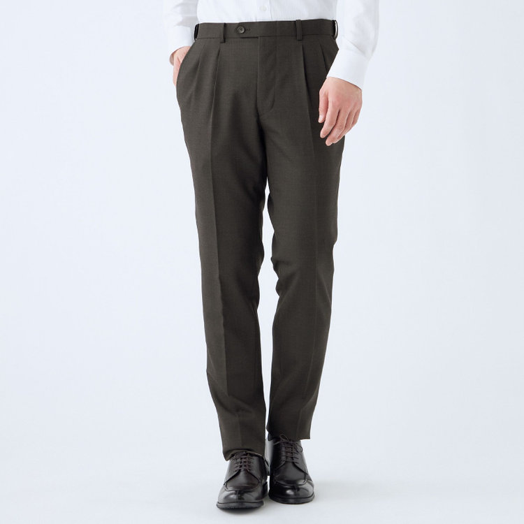 シルバーライン 【CLASSICO TAPERED】【秋冬】6釦2掛けダブルスーツ 2タック/ブラウン/ウエストムーブ/NEW ZEALAND WOOL MIX/※裾上げ必要 茶中間