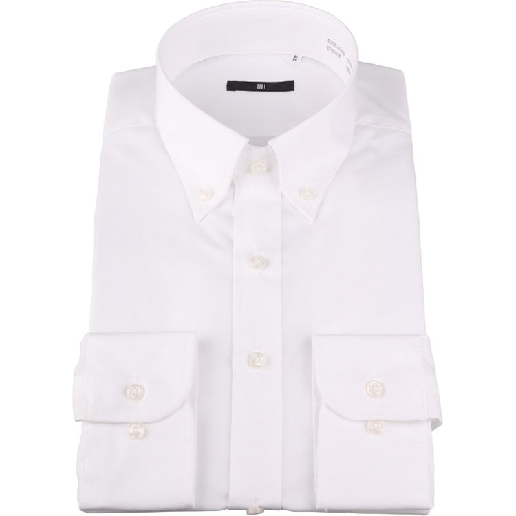 SUIT SELECT　アウトレット 【WEB限定/OUTLET/汚れ・キズ等有】【BL-3】【形態安定】ボタンダウンドレスワイシャツ/ホワイト×ソリッド 白