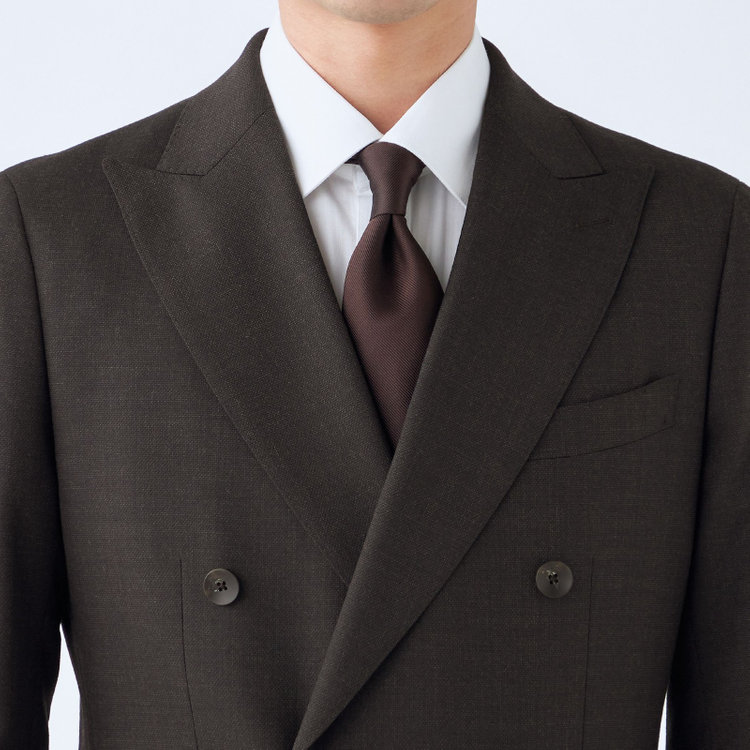 シルバーライン 【CLASSICO TAPERED】【秋冬】6釦2掛けダブルスーツ 2タック/ブラウン/ウエストムーブ/NEW ZEALAND WOOL MIX/※裾上げ必要 茶中間