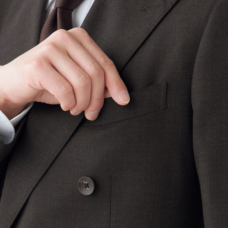 シルバーライン 【CLASSICO TAPERED】【秋冬】6釦2掛けダブルスーツ 2タック/ブラウン/ウエストムーブ/NEW ZEALAND WOOL MIX/※裾上げ必要 茶中間