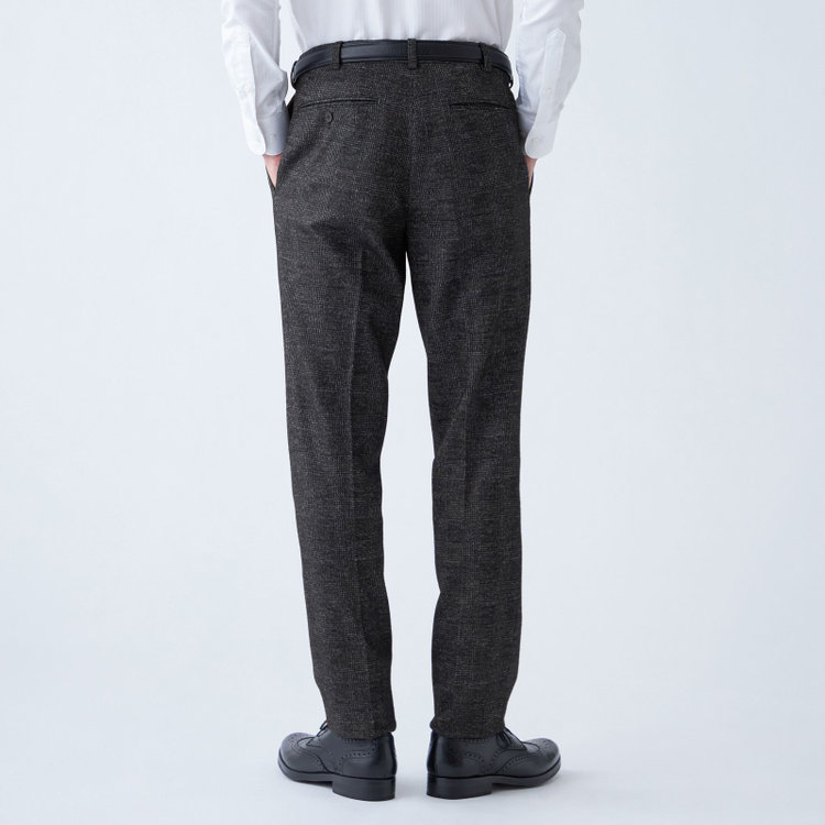 シルバーライン 【発送在庫あり】【RBC】【秋冬】ウールブレンド1タックテーパードパンツ/グレー×グレンチェック/ウエストムーブ/※裾上げ必要 グレー濃色