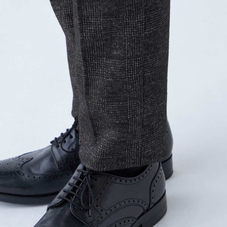 シルバーライン 【発送在庫あり】【RBC】【秋冬】ウールブレンド1タックテーパードパンツ/グレー×グレンチェック/ウエストムーブ/※裾上げ必要 グレー濃色