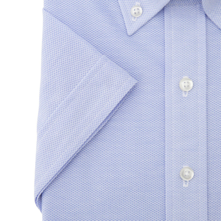 ブラックライン 【発送在庫あり】【BLACK LINE/半袖】ボタンダウンワイシャツ/ブルー×ドビー/「4S HONEYCOMB MESH」スーパーノンアイロン・ストレッチ 青中間