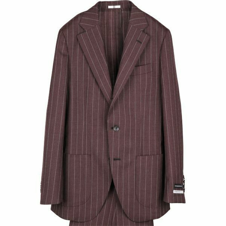 スーツセレクト 【WEB限定/OUTLET】【CLASSICO TAPERED】【春夏】3釦段返りシングルスーツ 2タック/ブラウン×ストライプ/パッチポケット＆サイドAJ/NEW ZEALAND WOOL MIX ブラウン系(茶)
