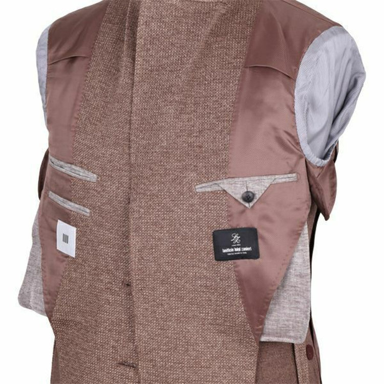 スーツセレクト 【WEB限定/OUTLET】【CLASSICO TAPERED】【春夏】コットンブレンド3釦段返りジャケット/ブラウン×ニット素材/lanificio luigi zanieri fabric made in italy ブラウン系(茶)