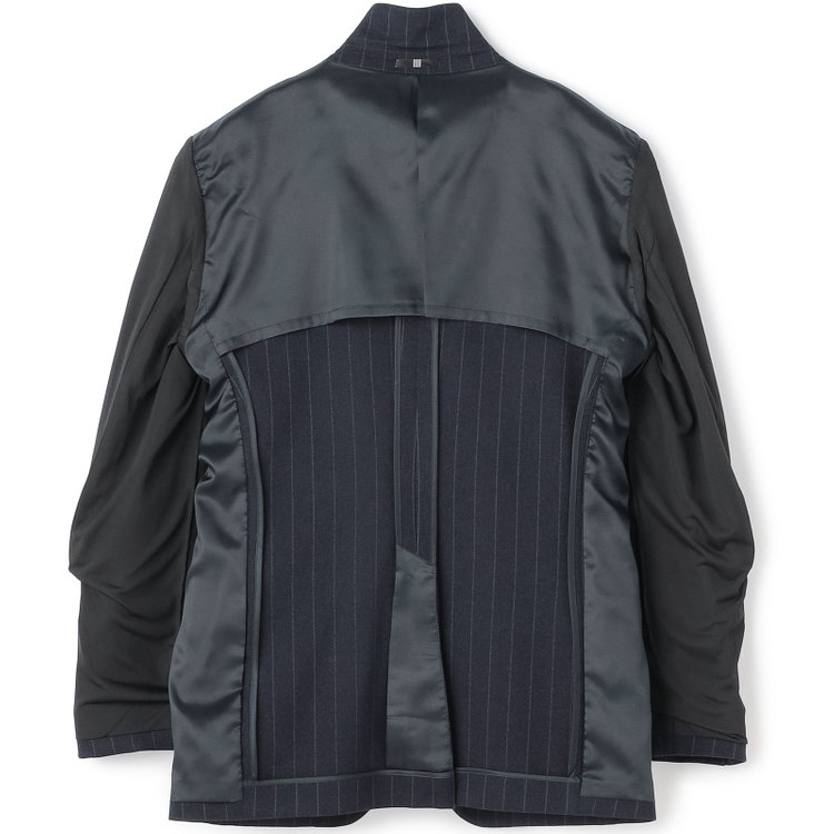 ブラックライン 【発送在庫あり】【SLIM TAPERED_2】【秋冬】2釦シングルスリーピーススーツ 0タック/ネイビー×ストライプ/ウエストシャーリング/4S SUSTAINABILITY&ECOLOGY FABRIC/※パンツ裾上げ済仕様 紺濃色