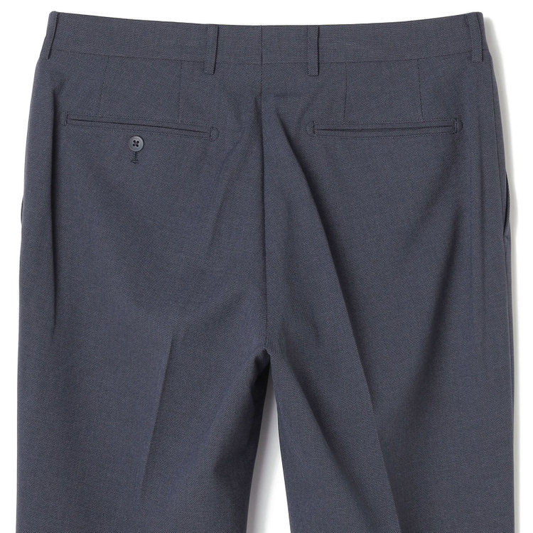 ブラックライン 【SLIM TAPERED】【春夏】0タックテーパードパンツ/ネイビー×バーズアイ/「氷撃」冷感PRINT/4S SUSTAINABILITY&ECOLOGY FABRIC「ウォッシャブル」「ストレッチ」/※裾上げ済み仕様 紺中間