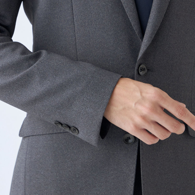 ブラックライン 【SLIM TAPERED_2】【年間】2釦シングルスーツ 0タック/グレー/ウエストシャーリング/4S SUSTAINABILITY&ECOLOGY FABRIC/ウォッシャブル/※パンツ裾上げ済仕様 グレー中間