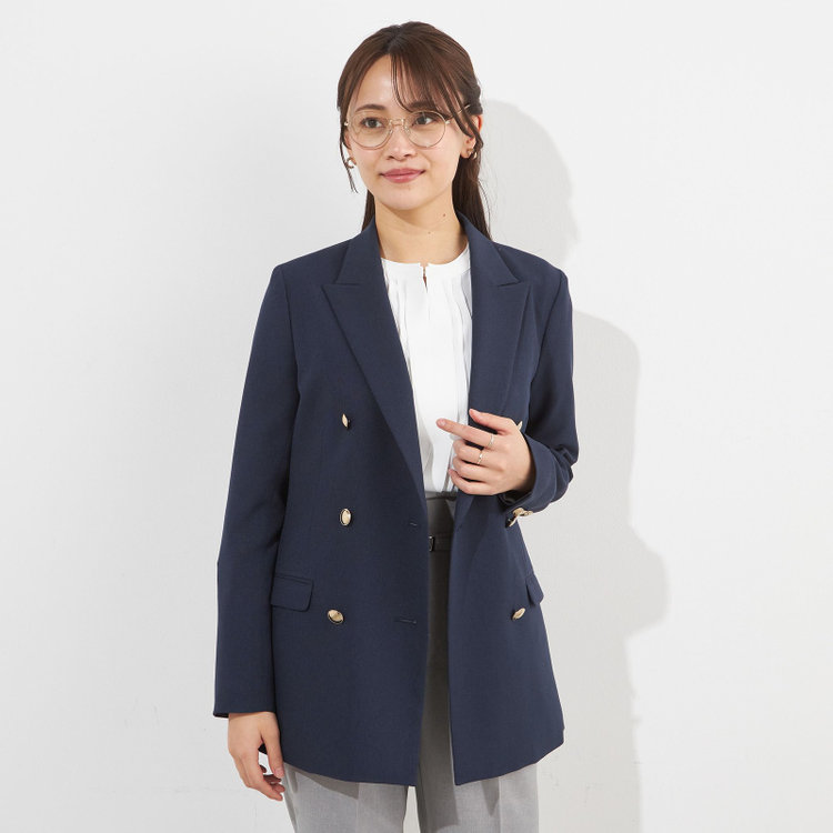シルバーライン 【SILVER LINE】【春夏】6釦2掛けダブルブレザー/4S SUSTAINABILITY&ECOLOGY FABRIC/ネイビー×メタル釦 紺中間