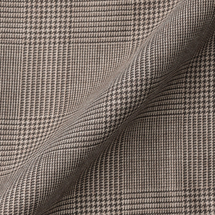 シルバーライン 【CLASSICO TAPERED】【春夏】1タックテーパードパンツ/ブラウン×グレンチェック/ウエストムーブ/※裾上げ必要 茶中間