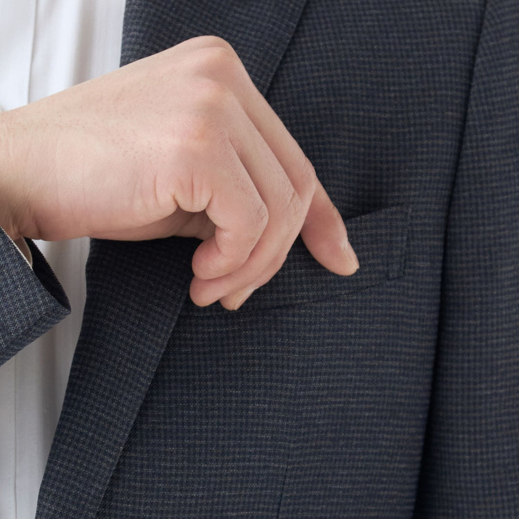 シルバーライン 【発送在庫あり】【RBC】【春夏】ポリエステル2釦ジャケット/ネイビー×チェック/4S SUSTAINABILITY&ECOLOGY FABRIC 紺中間