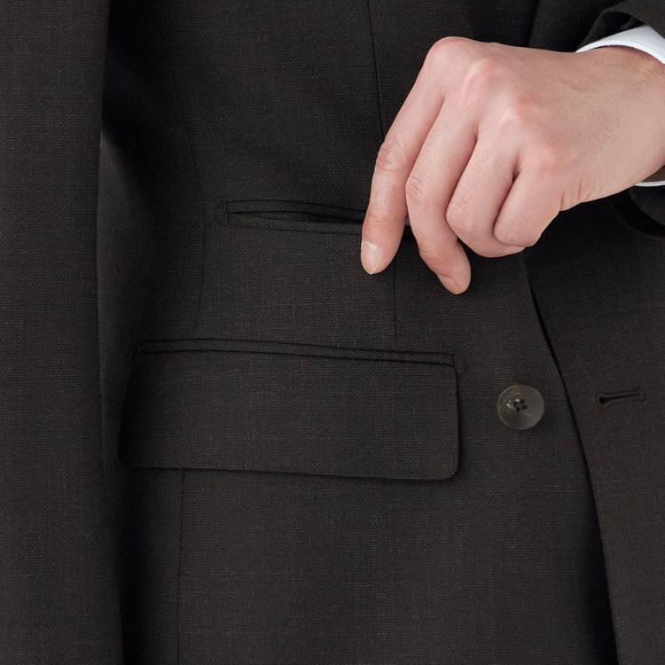 シルバーライン 【CLASSICO TAPERED】【秋冬】6釦2掛けダブルスーツ 2タック/ブラウン/ウエストムーブ/NEW ZEALAND WOOL MIX/※裾上げ必要 茶中間