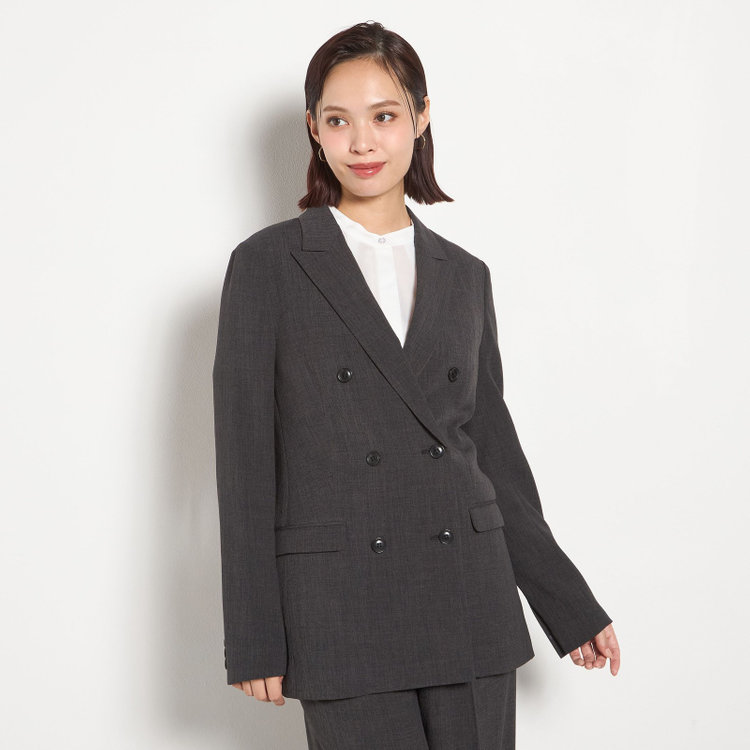 シルバーライン 【RELAX WIDE】【年間】 ダブルジャケットワイドパンツスーツ/グレー/4S SUSTAINABILITY&ECOLOGY FABRIC/※パンツ裾上げ済仕様 グレー濃色