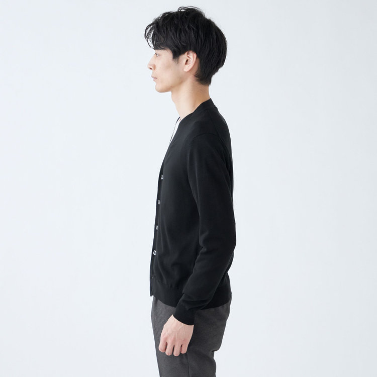 スーツセレクト 【RBC】【春夏】コットンレーヨンニットカーディガン/ブラック 黒