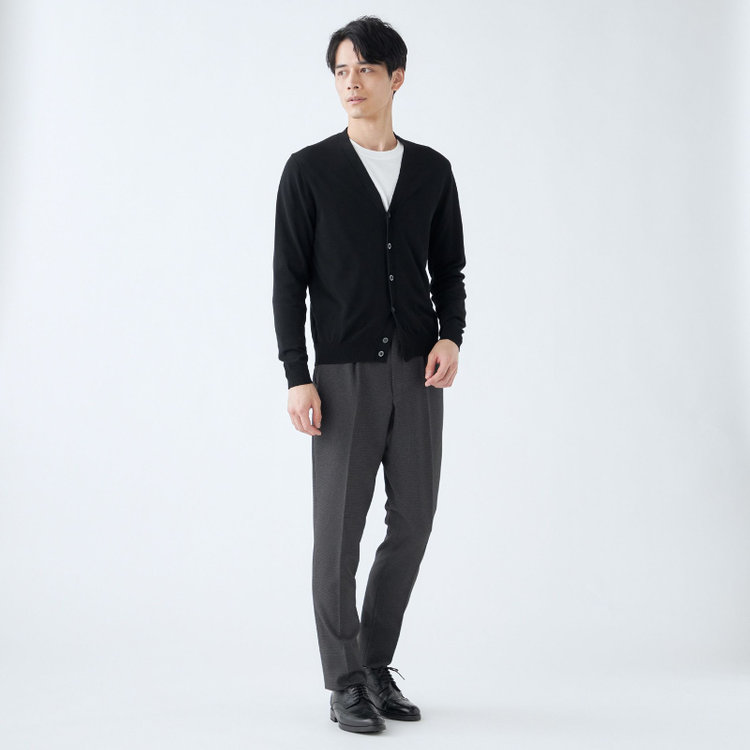 スーツセレクト 【RBC】【春夏】コットンレーヨンニットカーディガン/ブラック 黒