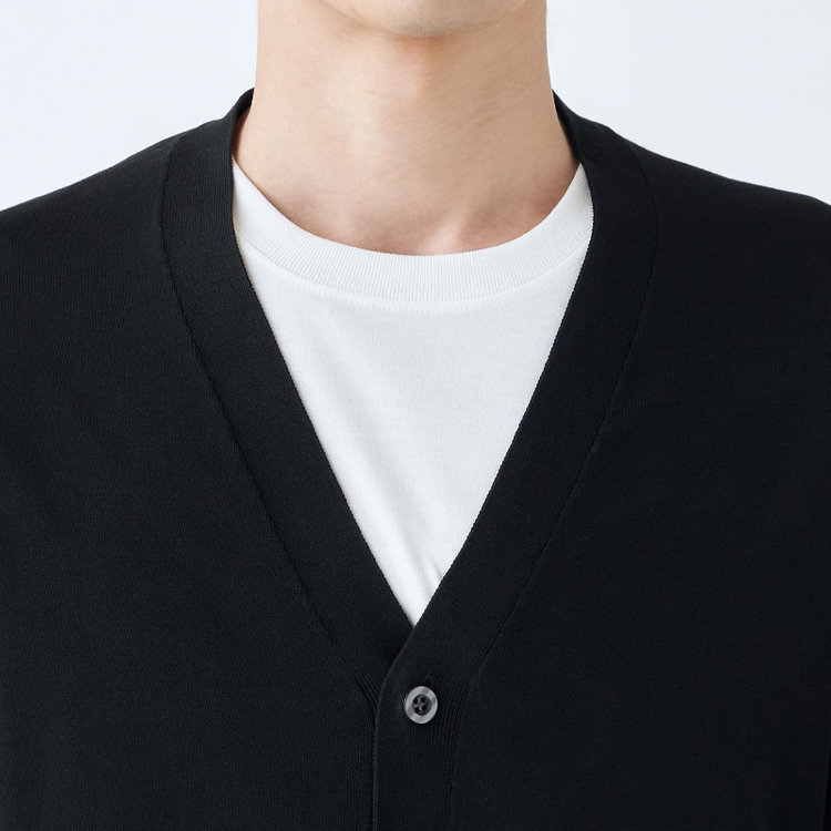 スーツセレクト 【RBC】【春夏】コットンレーヨンニットカーディガン/ブラック 黒