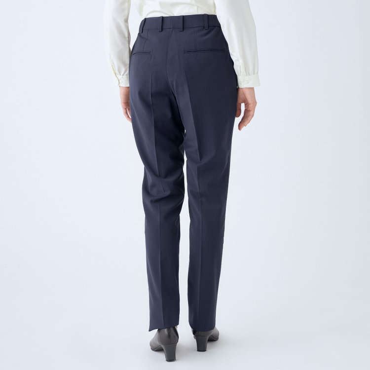 スーツセレクト 【SUIT SELECT×Samantha Thavasa】【年間】ストレートパンツ/ネイビー×ストライプ/4S/マシンウォシャブル/※裾上げ必要 紺中間