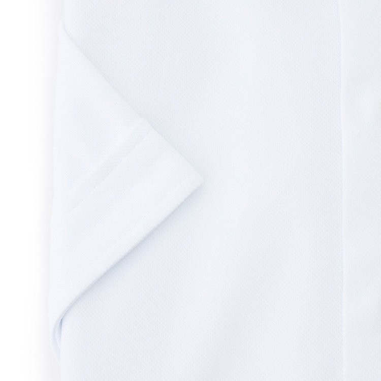 SUIT SELECT　アウトレット 【WEB限定/OUTLET/汚れ・キズ等有】【BLACK LINE/半袖】ホリゾンタルワイドワイシャツ/ホワイト×ドビー/襟裏別布/「氷撃」冷感PRINT「4S」スーパーノンアイロン・ストレッチ 白