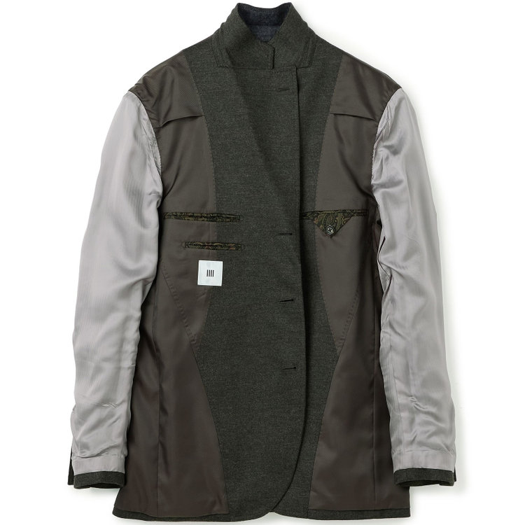 シルバーライン 【Take.it.easy】3釦段返りジャケット/カーキ×フランネルニット 緑濃色