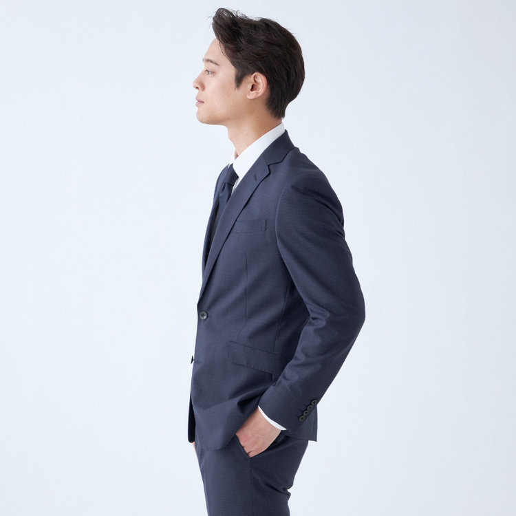 ブラックライン 【発送在庫あり】【KSW】【春夏】スペアパンツ付き/2釦シングルスーツ 0タック/ネイビー/※裾上げ必要 紺中間