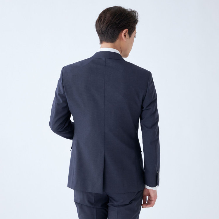 ブラックライン 【発送在庫あり】【KSW】【春夏】スペアパンツ付き/2釦シングルスーツ 0タック/ネイビー/※裾上げ必要 紺中間