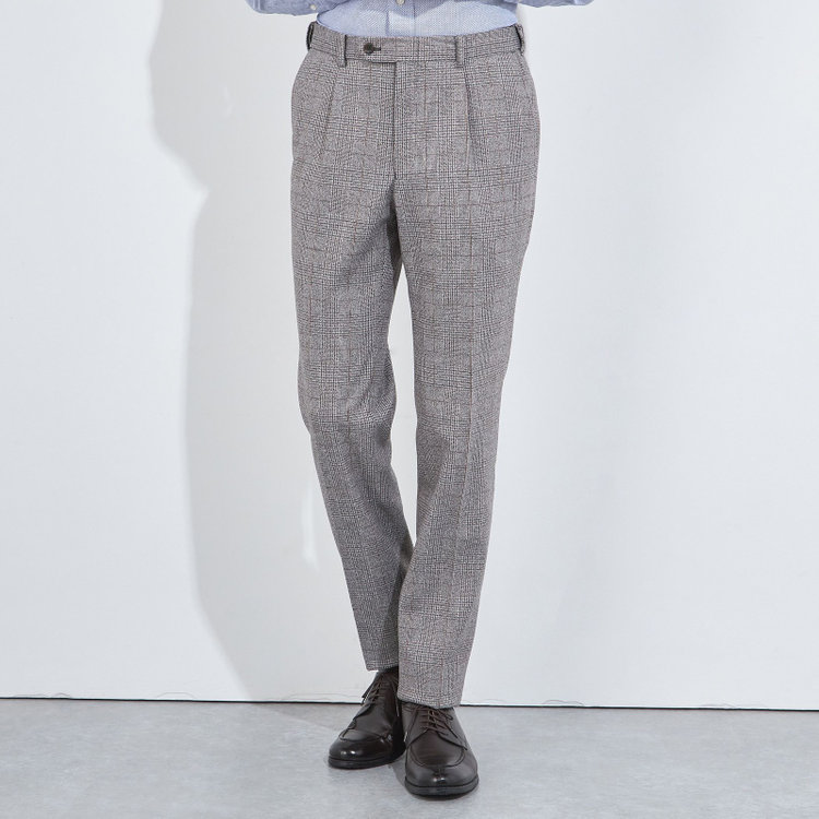 シルバーライン 【5DAYS CLOSET】【RBC】【秋冬】1タックテーパードパンツ/ブラウン×チェック/ウエストムーブ/※裾上げ必要 茶中間
