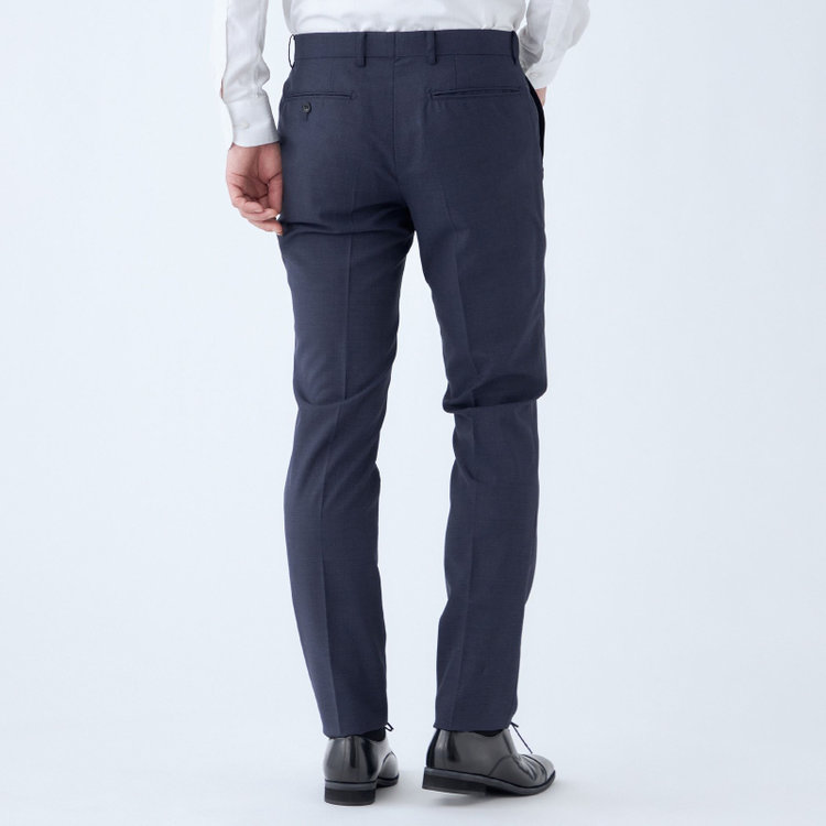 ブラックライン 【発送在庫あり】【KSW】【春夏】スペアパンツ付き/2釦シングルスーツ 0タック/ネイビー/※裾上げ必要 紺中間