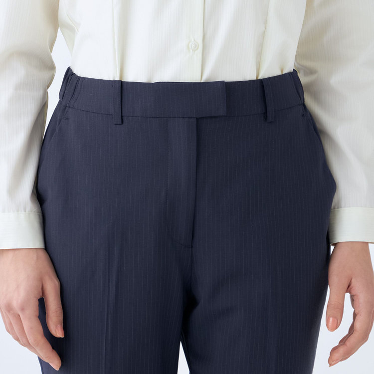 スーツセレクト 【SUIT SELECT×Samantha Thavasa】【年間】ストレートパンツ/ネイビー×ストライプ/4S/マシンウォシャブル/※裾上げ必要 紺中間