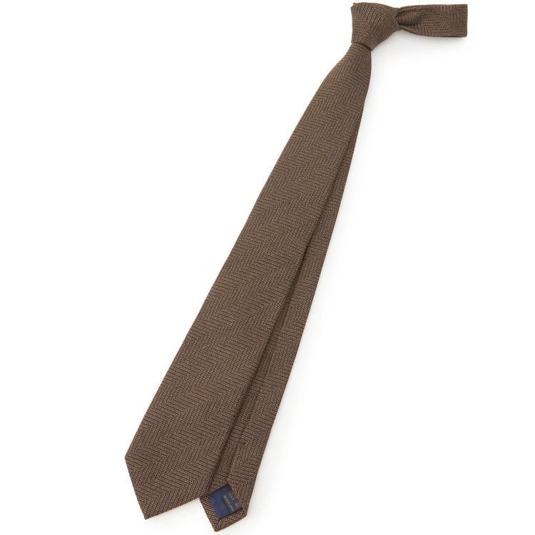 ベルルッティ ネクタイ ブラウン 細身タイプ BLACK LINE】コットンウールシルクストライプネクタイ 7.5cm幅
