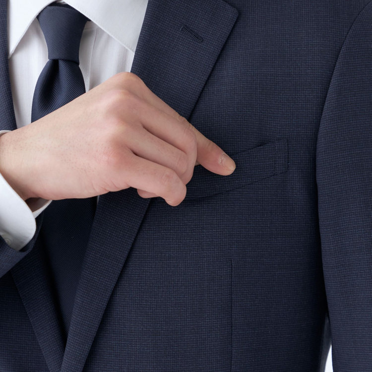 ブラックライン 【発送在庫あり】【KSW】【春夏】スペアパンツ付き/2釦シングルスーツ 0タック/ネイビー/※裾上げ必要 紺中間