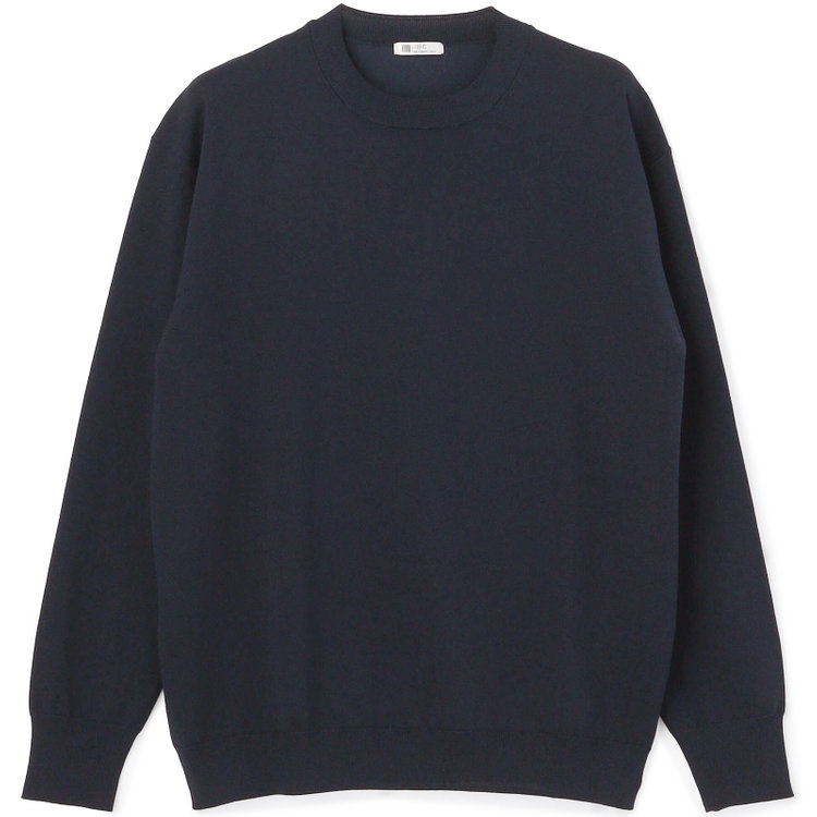 スーツセレクト 【RBC】コットンブレンドクルーネックニット/ネイビー/マシンウォッシャブル/「UVカット」「接触冷感」 紺中間