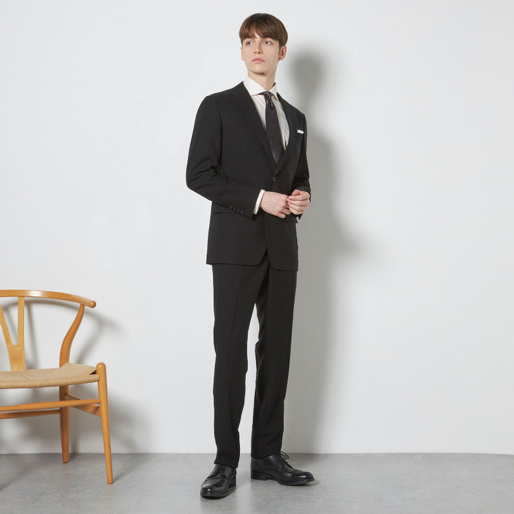 シルバーライン 【CLASSICO TAPERED】【春夏】2釦シングルフォーマルスーツ 1タック/スーパーブラック/ウエストムーブ/※裾上げ必要 黒