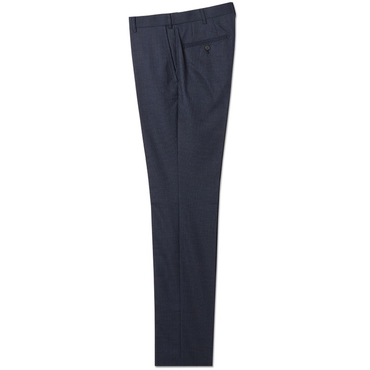 ブラックライン 【SLIM TAPERED】【秋冬】ウールブレンドパンツ 0タック/ネイビー＆ブラック×ハウンドトゥース/ウォッシャブル/ウエストムーブ/※裾上げ必要 青中間
