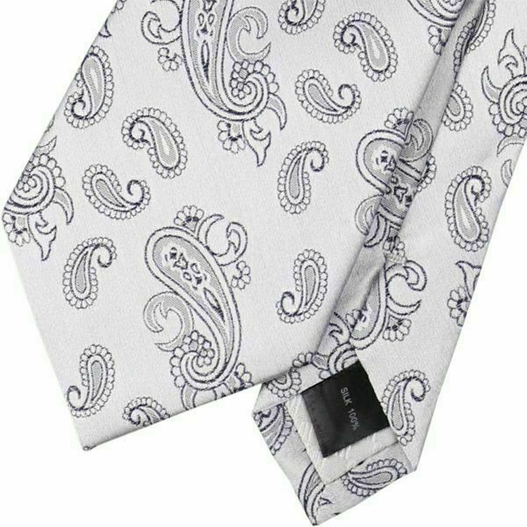 シルバーライン 【SILVER LINE】シルクペイズリー 慶事対応 ネクタイ 8.0cm幅/シルバー×ネイビー その他