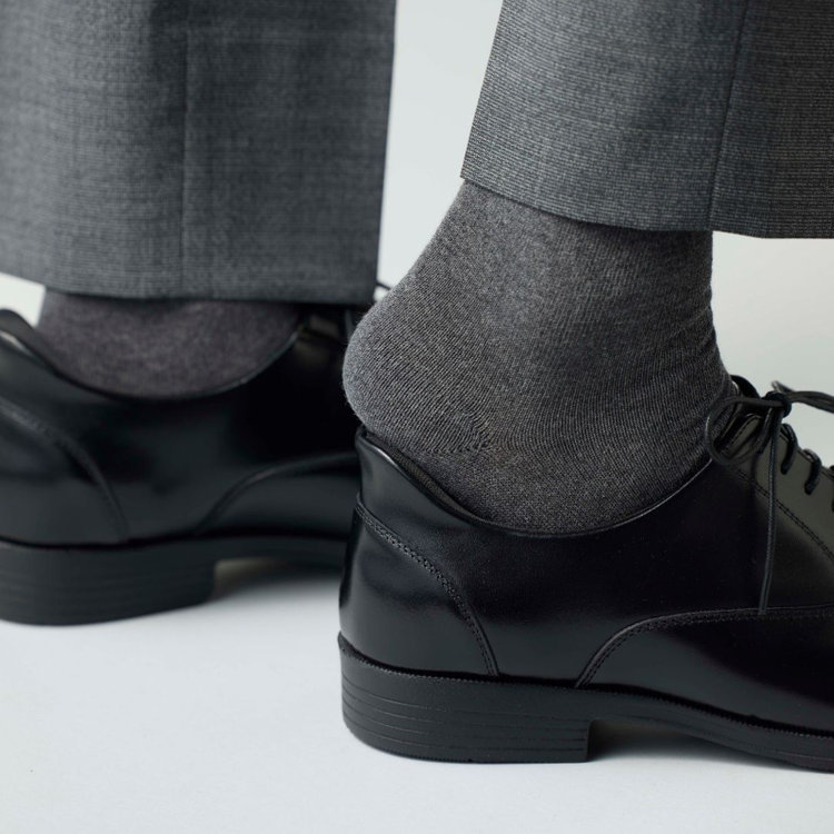 スーツセレクト 【発送在庫あり】靴べら不要！ハンズフリー仕様/ストレートチップ/ブラック 黒