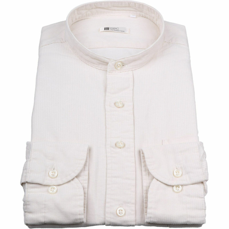 SUIT SELECT　アウトレット 【WEB限定/OUTLET/汚れ・キズ等有】【CLASSICO TAPERED】バンドカラードレスワイシャツ/アイボリー×コーデュロイ 白