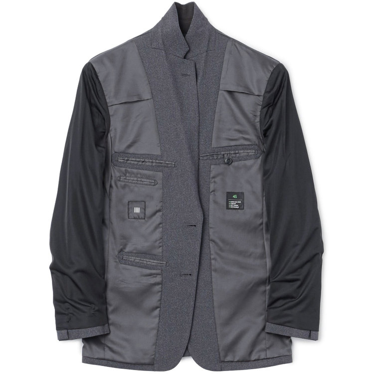 ブラックライン 【SLIM TAPERED_2】【年間】2釦シングルスーツ 0タック/グレー/ウエストシャーリング/4S SUSTAINABILITY&ECOLOGY FABRIC/ウォッシャブル/※パンツ裾上げ済仕様 グレー中間