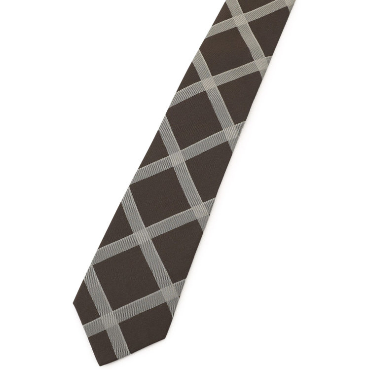 シルバーライン 【SILVER LINE】シルクチェックネクタイ 8.0cm幅/ブラウン×グレー その他