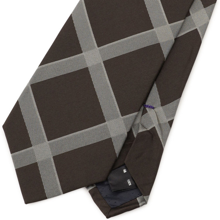 シルバーライン 【SILVER LINE】シルクチェックネクタイ 8.0cm幅/ブラウン×グレー その他