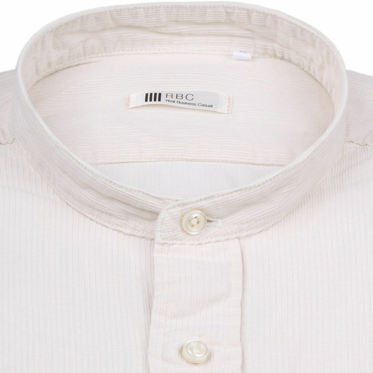 SUIT SELECT　アウトレット 【WEB限定/OUTLET/汚れ・キズ等有】【CLASSICO TAPERED】バンドカラードレスワイシャツ/アイボリー×コーデュロイ 白