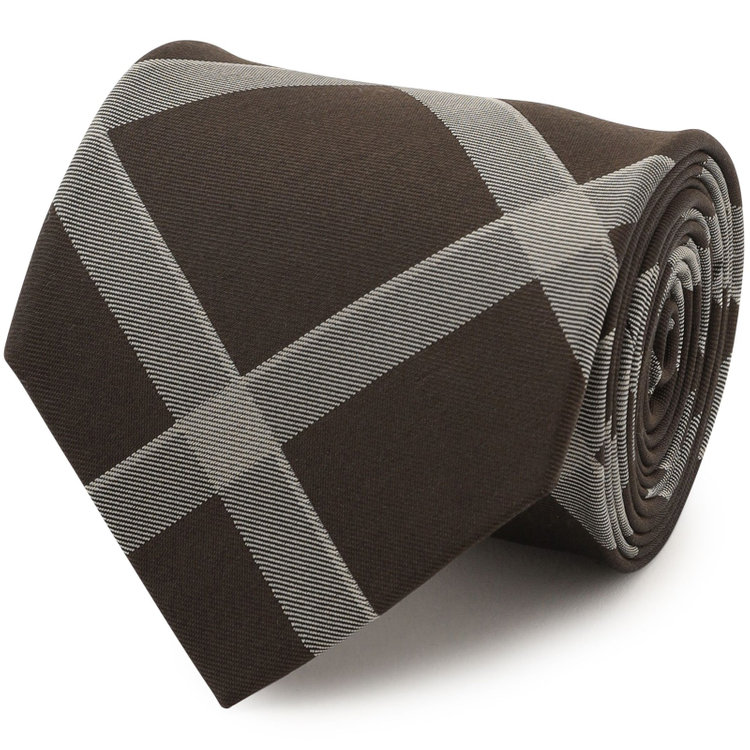 シルバーライン 【SILVER LINE】シルクチェックネクタイ 8.0cm幅/ブラウン×グレー その他