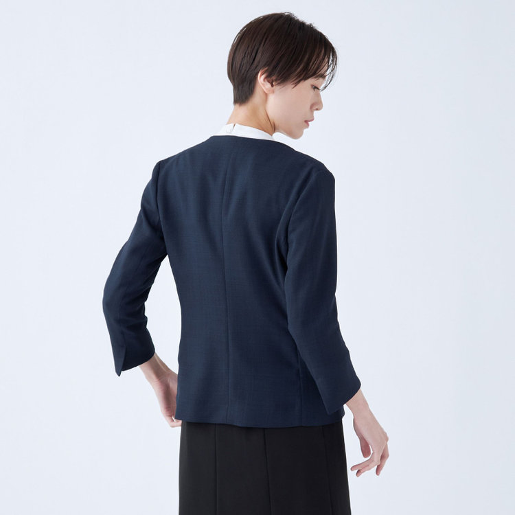 ブラックライン 【SL】【春夏】ノーカラー七分袖ジャケット/ネイビー/ウォッシャブル ネイビー系(紺)