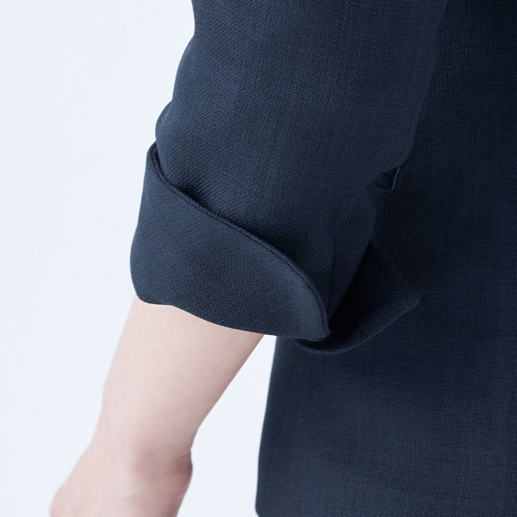 ブラックライン 【SL】【春夏】ノーカラー七分袖ジャケット/ネイビー/ウォッシャブル ネイビー系(紺)