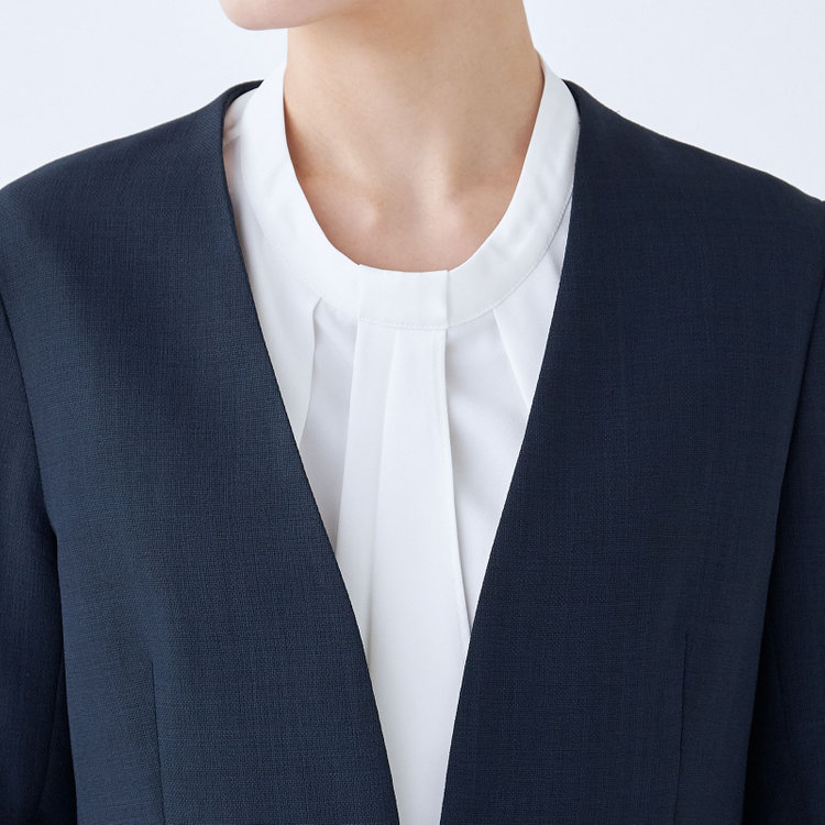 ブラックライン 【SL】【春夏】ノーカラー七分袖ジャケット/ネイビー/ウォッシャブル ネイビー系(紺)