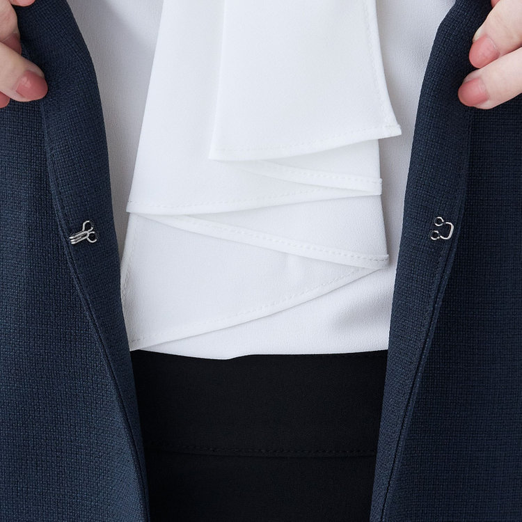 ブラックライン 【SL】【春夏】ノーカラー七分袖ジャケット/ネイビー/ウォッシャブル ネイビー系(紺)