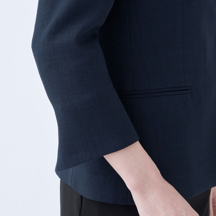 ブラックライン 【SL】【春夏】ノーカラー七分袖ジャケット/ネイビー/ウォッシャブル ネイビー系(紺)