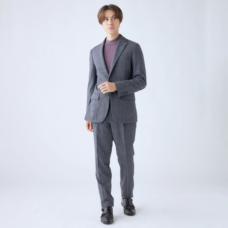 シルバーライン 【RBC】【秋冬】ウールブレンド2釦ジャケット/ネイビー＆グレー×グレンチェック/RE:NEWOOL 紺中間